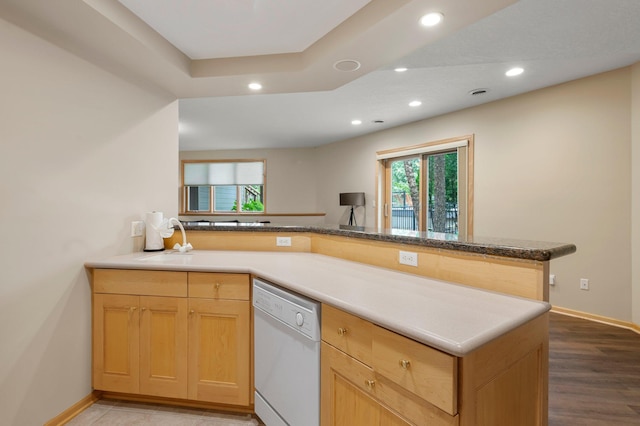 3933 Donegal Way, Eagan, MN 55122 - kitchen with white dishwasher, recessed lighting, and a peninsula