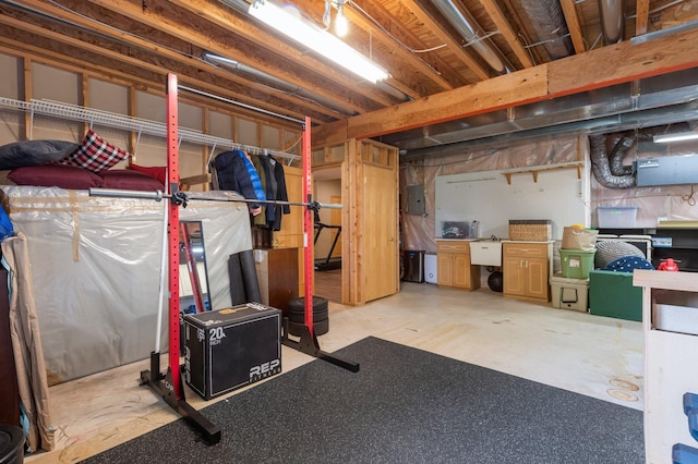 3933 Donegal Way, Eagan, MN 55122 - unfinished basement featuring electric panel and a sink