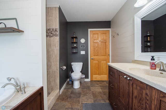 633 Leonards Way, Argusville, ND 58005 - full bath with vanity, tiled shower, stone finish flooring, and a garden tub