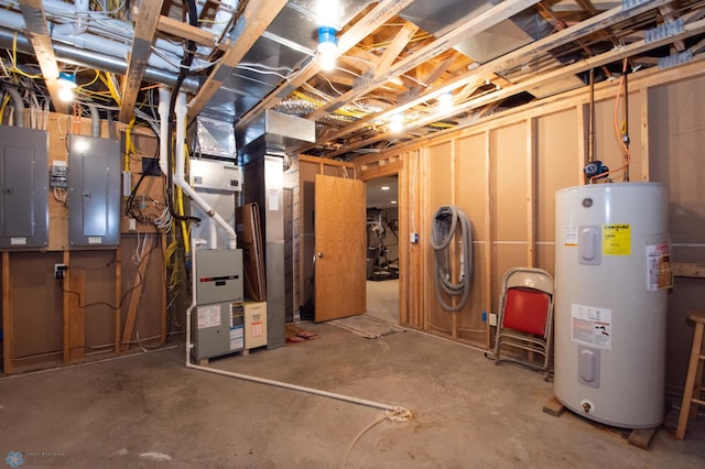 633 Leonards Way, Argusville, ND 58005 - unfinished basement featuring water heater, electric panel, and heating unit