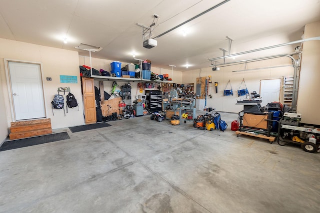 695 Marcus Pl NE, Byron, MN 55920 - garage with a garage door opener and a workshop area