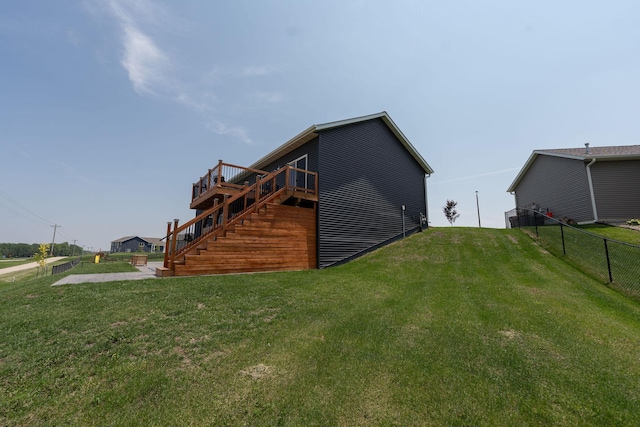 695 Marcus Pl NE, Byron, MN 55920 - rear view of house with a wooden deck and stairs