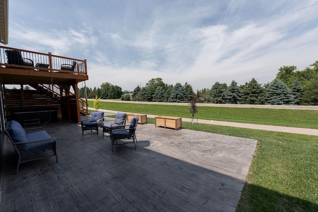695 Marcus Pl NE, Byron, MN 55920 - view of patio / terrace with a deck, stairs, and an outdoor living space
