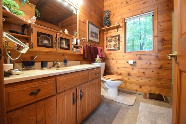 28716 Kilkare Rd, Danbury, WI 54830 - bathroom featuring vanity and wood walls