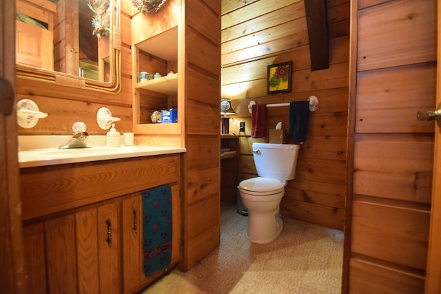 28716 Kilkare Rd, Danbury, WI 54830 - bathroom featuring wooden walls and vanity