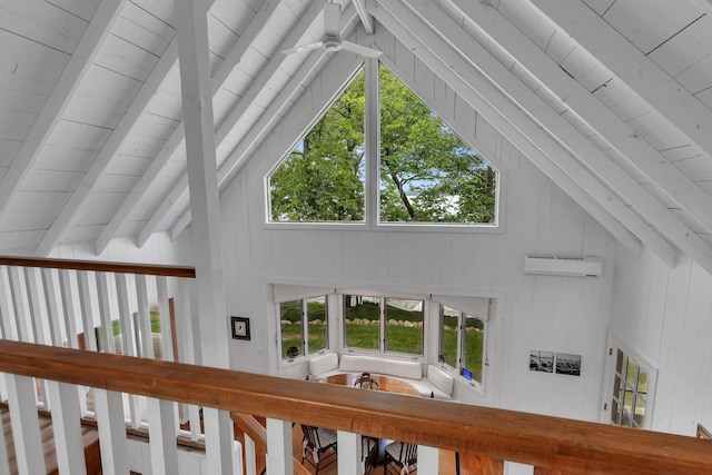 13188 Chicago Club Ln NE, Alexandria, MN 56308 - detailed view of a ceiling fan and a wooden ceiling with exposed beams
