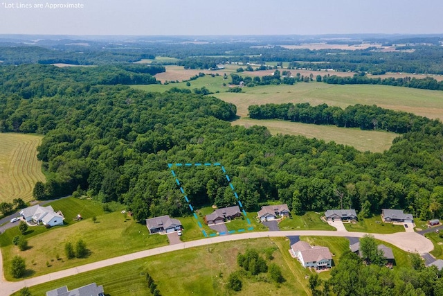 1115 Timber Path, Menomonie, WI 54751 - aerial view of sparsely populated area featuring property parcel outlined and a forest