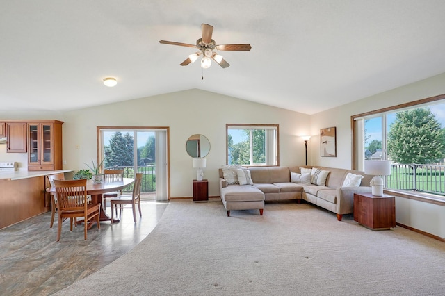205 4th St NW, Saint Michael, MN 55376 - living room featuring healthy amount of natural light, a ceiling fan, and lofted ceiling