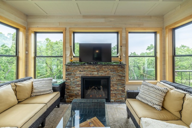 1500 Weatherhill Ridge Ct SW, Rochester Twp, MN 55902 - sunroom / solarium featuring healthy amount of natural light and wood walls