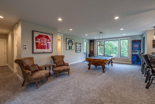 1500 Weatherhill Ridge Ct SW, Rochester Twp, MN 55902 - rec room with carpet floors, recessed lighting, and pool table
