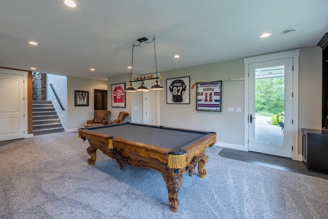1500 Weatherhill Ridge Ct SW, Rochester Twp, MN 55902 - rec room featuring carpet floors, recessed lighting, and pool table