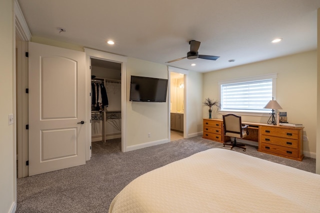 1500 Weatherhill Ridge Ct SW, Rochester Twp, MN 55902 - bedroom with carpet, a spacious closet, a closet, recessed lighting, and a desk