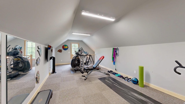 1500 Weatherhill Ridge Ct SW, Rochester Twp, MN 55902 - exercise room featuring carpet floors and lofted ceiling