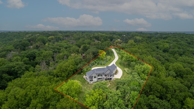 1500 Weatherhill Ridge Ct SW, Rochester Twp, MN 55902 - view from above of property with a forest and property parcel outlined