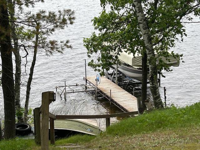1906 Hay Lake Dr NW, Ponto Lake Twp, MN 56474 - dock with a water view and boat lift