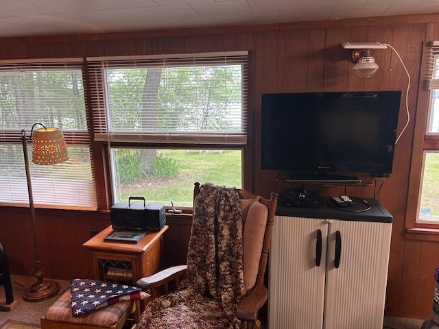 1906 Hay Lake Dr NW, Ponto Lake Twp, MN 56474 - living area featuring wood walls and healthy amount of natural light