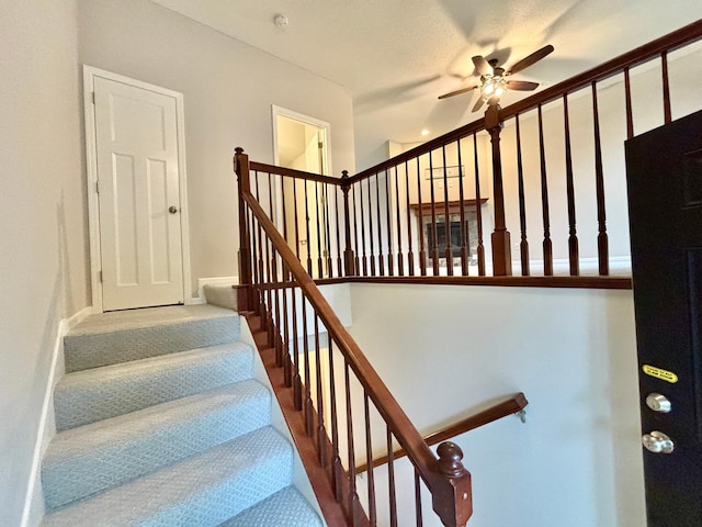 8389 Norwood Ln N, Maple Grove, MN 55369 - stairway with ceiling fan and carpet