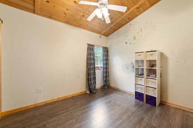 4767 Mccomber Rd, Duluth, MN 55803 - spare room with wood ceiling, wood finished floors, a ceiling fan, and vaulted ceiling
