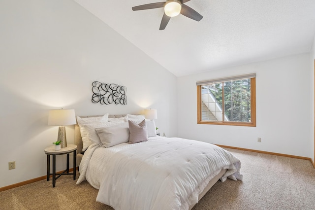 6936 Lake Ter E, Woodbury, MN 55125 - bedroom with light colored carpet, vaulted ceiling, and ceiling fan