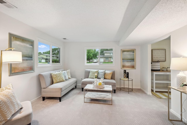 12908 Belle Aire Dr, Champlin, MN 55316 - living room featuring light carpet and baseboards