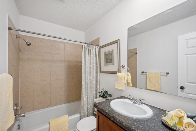 12908 Belle Aire Dr, Champlin, MN 55316 - full bathroom with vanity, shower / tub combo, and a textured ceiling