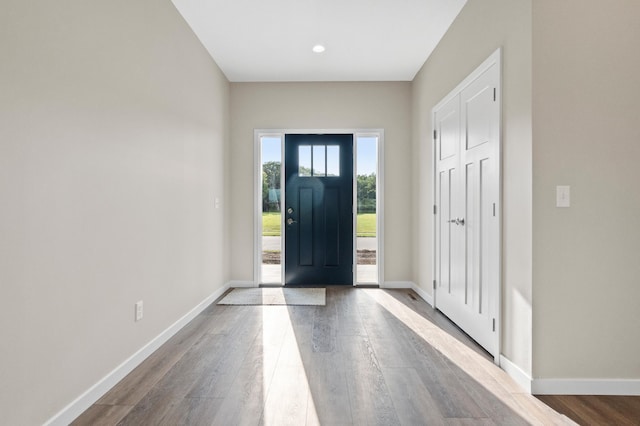 1720 Summer Ln NE, Alexandria, MN 56308 - entrance foyer with wood finished floors and recessed lighting