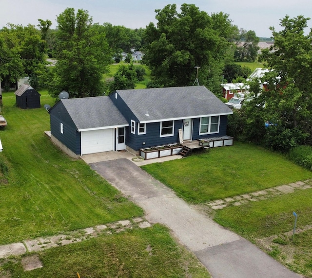 15729 232nd Ave NE, Hawick, MN 56273 - single story home featuring driveway, a shingled roof, a front yard, and an attached garage
