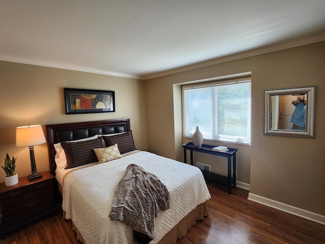 3900 Hillcrest Way, Deephaven, MN 55391 - bedroom featuring ornamental molding and dark wood finished floors