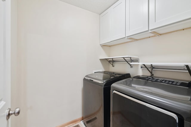 10751 Falling Water Ln Unit C, Woodbury, MN 55129 - laundry room with washer and clothes dryer, cabinet space, and a textured ceiling