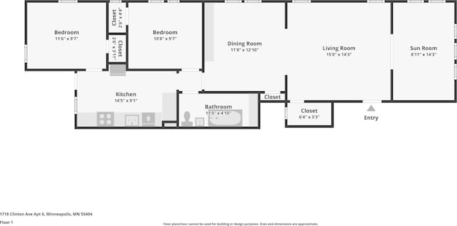 1718 Clinton Ave Unit 6, Minneapolis, MN 55404 - view of floor plan / room layout