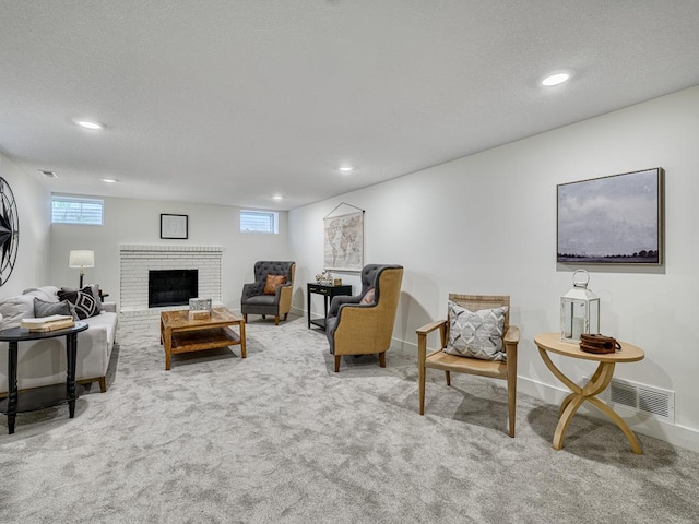 4909 Trillium Ln, Edina, MN 55435 - living room featuring carpet flooring, healthy amount of natural light, recessed lighting, and a fireplace