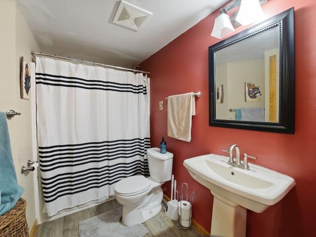 1813 Canton Rd, Prescott, WI 54021 - full bathroom featuring wood finished floors and a shower with shower curtain
