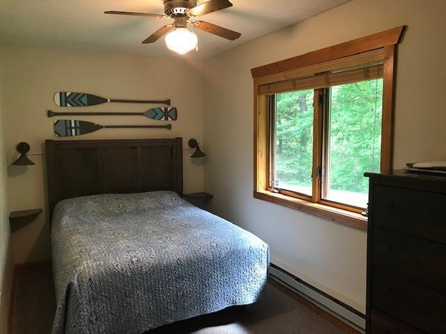 8916 Kabekona Springs Dr NW, Walker, MN 56484 - bedroom featuring a baseboard heating unit and a ceiling fan
