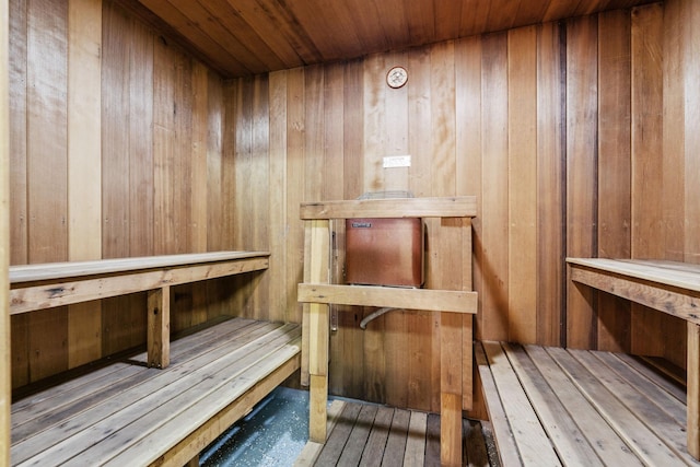 2801 Flag Ave N Unit 314, New Hope, MN 55427 - sauna / steam room featuring wooden ceiling, wood walls, and wood finished floors