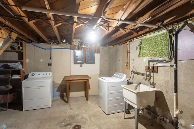 1820 5th St S, Moorhead, MN 56560 - unfinished below grade area featuring electric panel and separate washer and dryer