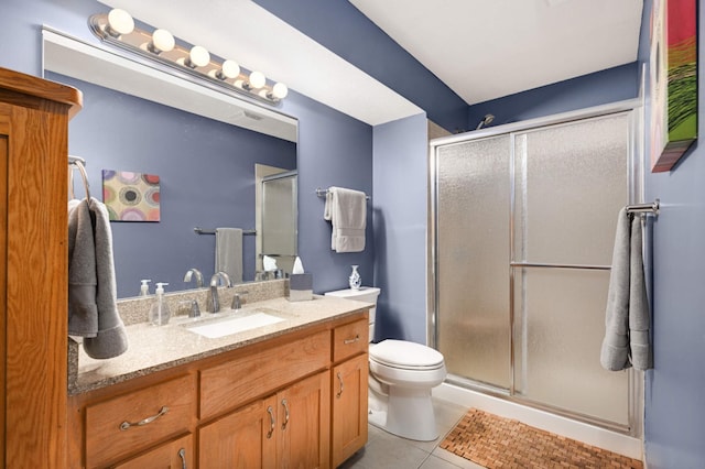 10787 Alison Way, Inver Grove Heights, MN 55077 - bathroom with vanity, tile patterned flooring, and a stall shower
