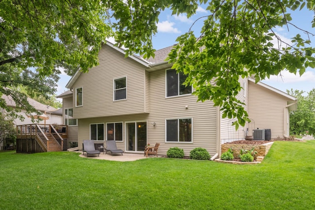 10787 Alison Way, Inver Grove Heights, MN 55077 - back of property featuring a yard, a patio area, a wooden deck, and stairs