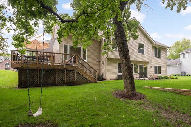 10787 Alison Way, Inver Grove Heights, MN 55077 - rear view of property featuring a wooden deck, a yard, and stairway