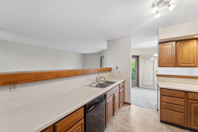 1369 Spencer Rd W, Saint Paul, MN 55108 - kitchen featuring dishwasher, brown cabinetry, and a textured ceiling