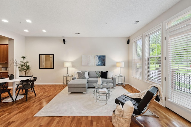 5900 Oxford St Unit 8, Saint Louis Park, MN 55416 - living room with recessed lighting, light wood-style floors, and a textured ceiling