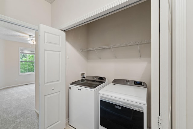 5900 Oxford St Unit 8, Saint Louis Park, MN 55416 - washroom with independent washer and dryer, light colored carpet, and ceiling fan