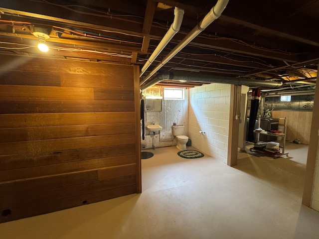 106 Oak Ave, Ottertail, MN 56571 - below grade area with a heating unit and a sink