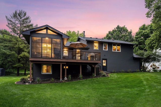 4428 Marlborough Ct, Minnetonka, MN 55345 - back of property with a lawn and a deck