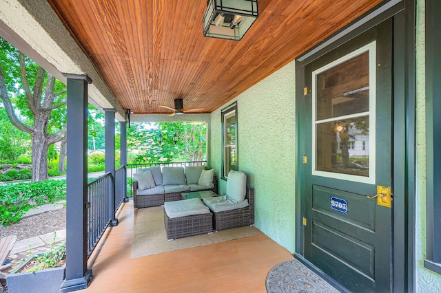 2707 Brighton Ave NE, Minneapolis, MN 55418 - porch with an outdoor living space and ceiling fan