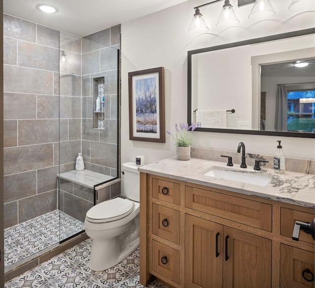 6445 County Road 26, Minnetrista, MN 55364 - bathroom featuring vanity, a tile shower, and tile patterned flooring