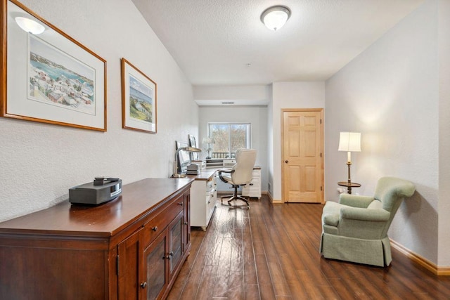 1700 Metro Blvd Unit 210, Edina, MN 55439 - office area featuring dark wood finished floors, a textured ceiling, and a textured wall