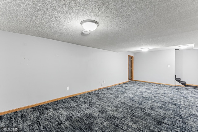 7216 Vinewood Ln N, Maple Grove, MN 55311 - finished below grade area featuring carpet, stairway, and a textured ceiling