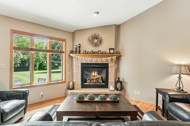 1364 Island View Dr, New Richmond, WI 54017 - living room with a fireplace and wood finished floors
