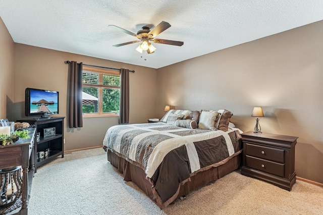 1364 Island View Dr, New Richmond, WI 54017 - bedroom featuring light carpet, a ceiling fan, and a textured ceiling
