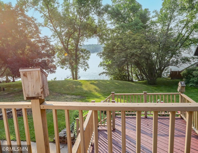 50875 Almond Ave, Nessel Twp, MN 55080 - deck featuring a water view and a yard